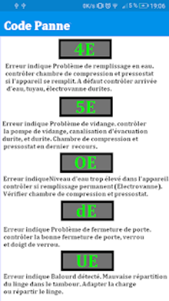 Image 1 for Code Panne Electromenager