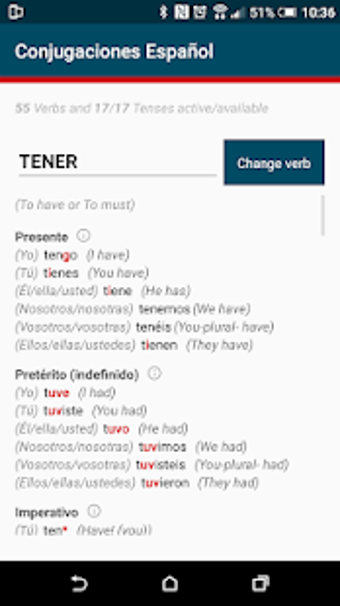 Image 0 for Spanish verb conjugations…