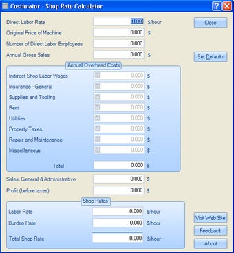 Imagen 0 para Costimator Shop Rate Calc…