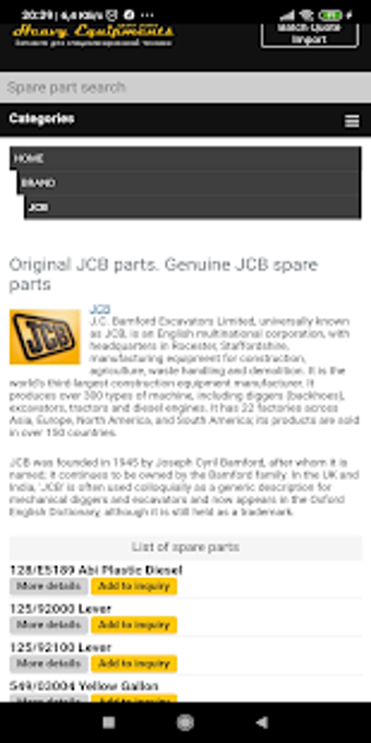 Image 0 for JCB parts online