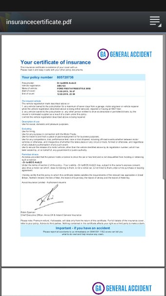 Image 2 for General Accident My accou…