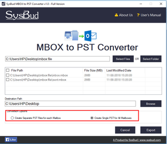 Image 0 for SysBud MBOX to PST Conver…