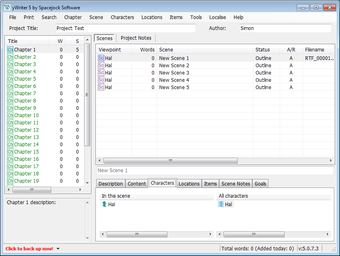 Image 0 for yWriter5 Beta for Linux