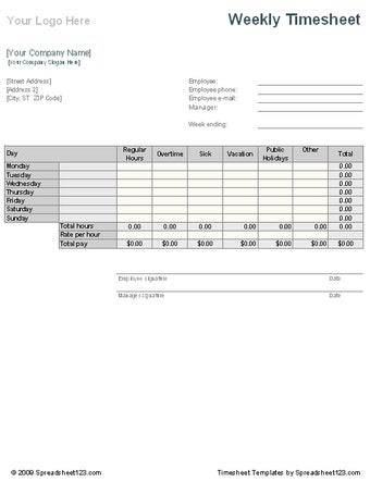 Image 0 for Weekly Time Sheet Templat…