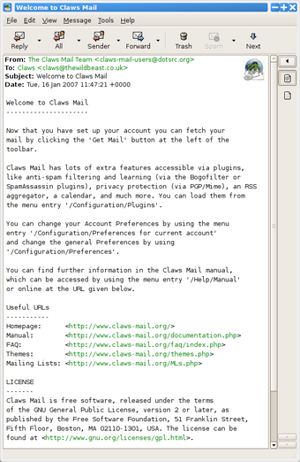 Image 0 for Claws Mail for Debian (32…