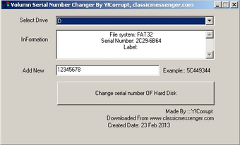 Image 0 for Volumn Serial Number Chan…