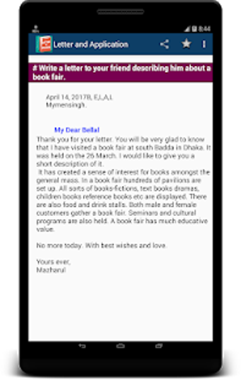 Letter & Application Writing Screen Views 2