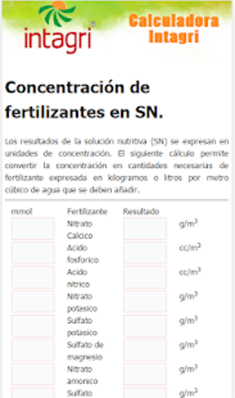 Image 1 for Calculadora Intagri