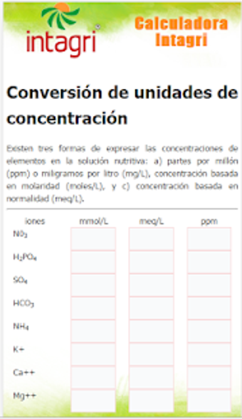 Image 2 for Calculadora Intagri