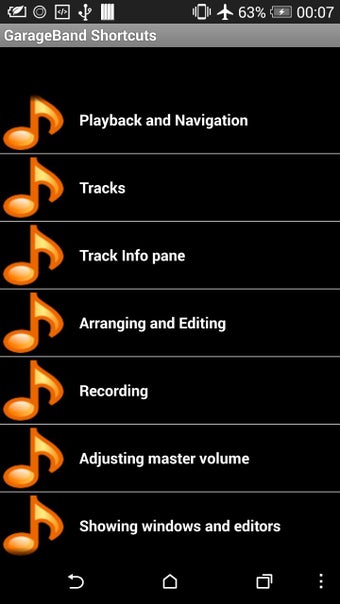 Imagen 0 para Shortcuts Garage Band