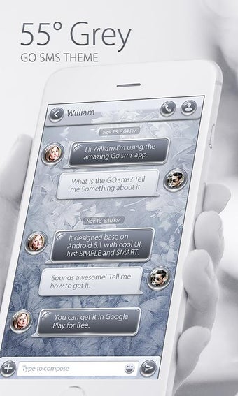 Imagen 2 para GO SMS PRO 55 GREY THEME