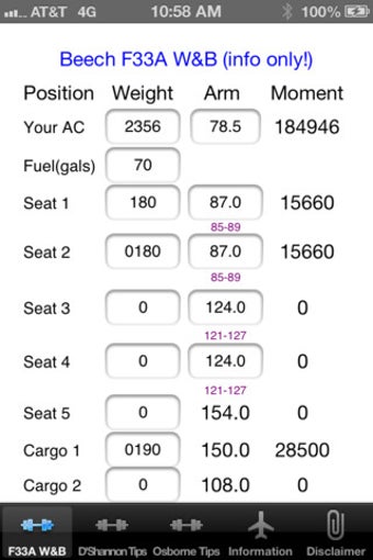 Image 0 for BE F33A Weight and Balanc…
