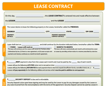 Image 1 for Lease Contract Forms