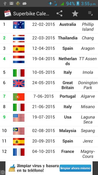 Image 1 for World Superbike Calendar