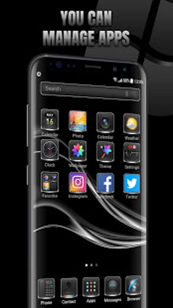 Imagen 2 para Metallic Black Theme Laun…