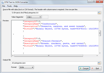Image 0 for DTM Text to JSON Converte…