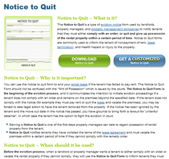 Imagen 2 para Notice to Quit Forms