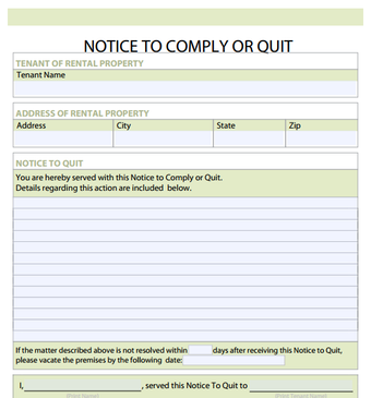 Image 0 for Notice to Quit Forms