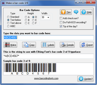 Image 0 for Free Bar Code 39