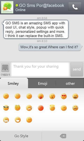 Image 1 for GO SMS Facebook Chat plug…