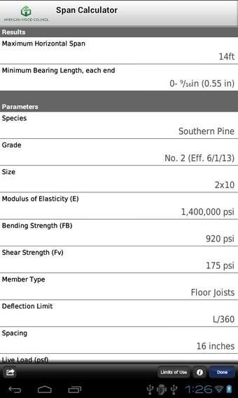 Imagen 1 para AWC Span Calc