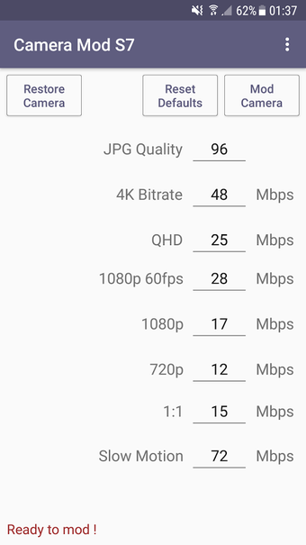 Imagen 1 para Camera Mod S7 - Bitrate […