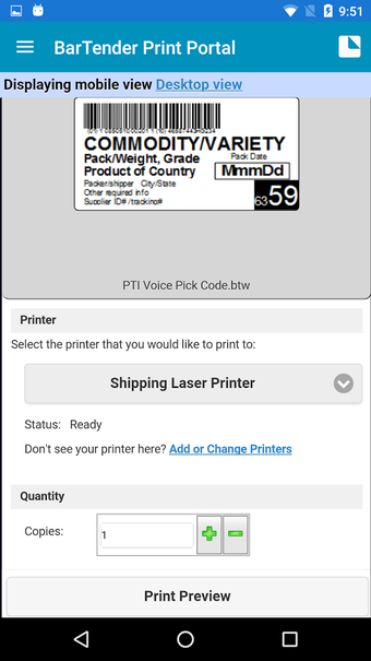 Imagen 3 para BarTender Print Portal Ap…