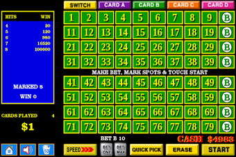 Imagen 0 para Four Card Keno - Huge Bet…