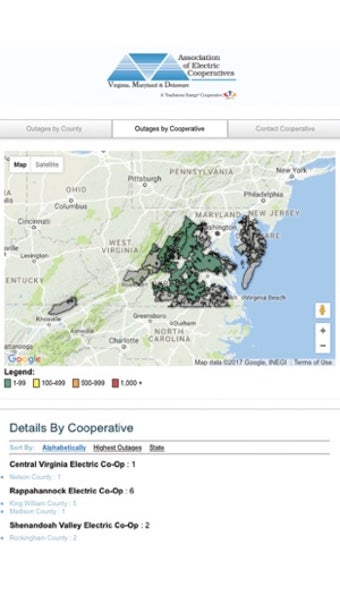 Image 1 for VMDAEC Outage Map