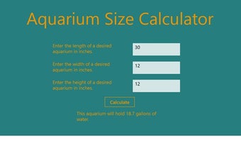 Image 0 for Aquarium Size Calculator …