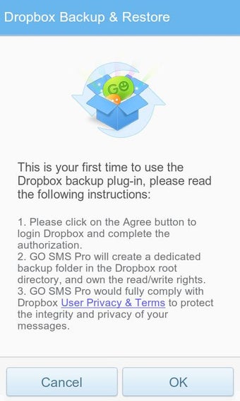 Imagen 2 para GO SMS Pro Dropbox Backup