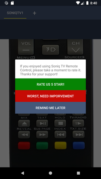Image 0 for Soniq TV Remote