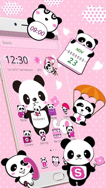 Image 2 for Pink Lovely Panda Theme