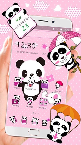 Image 0 for Pink Lovely Panda Theme