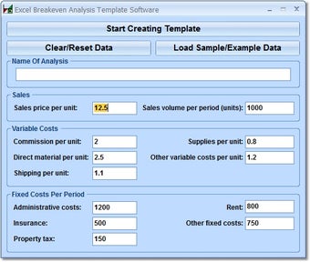 Image 0 for Excel Breakeven Analysis …