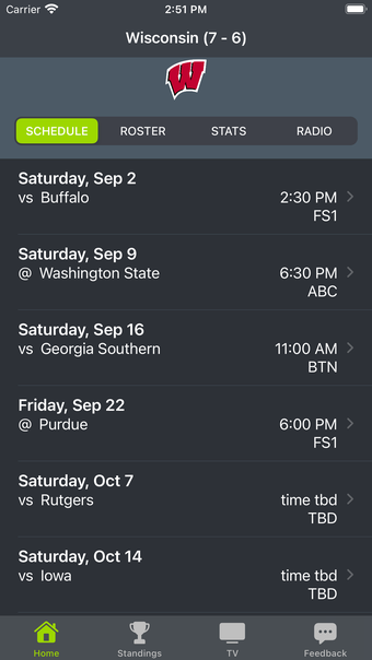 Image 0 for Wisconsin Football Schedu…