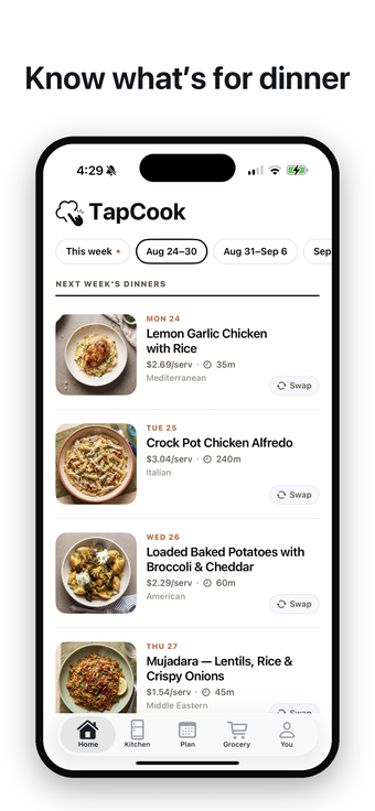 Image 0 for TapCook: Budget Meal Plan…