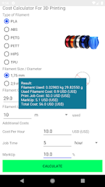 Image 0 for Filament Cost Calculator …