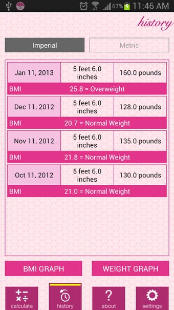 Image 2 for Weight and BMI Diary
